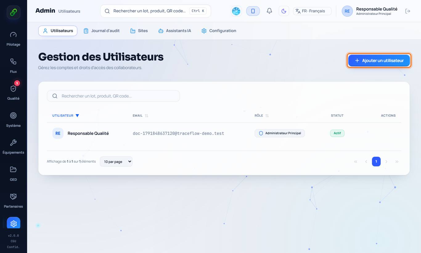 La liste des utilisateurs.